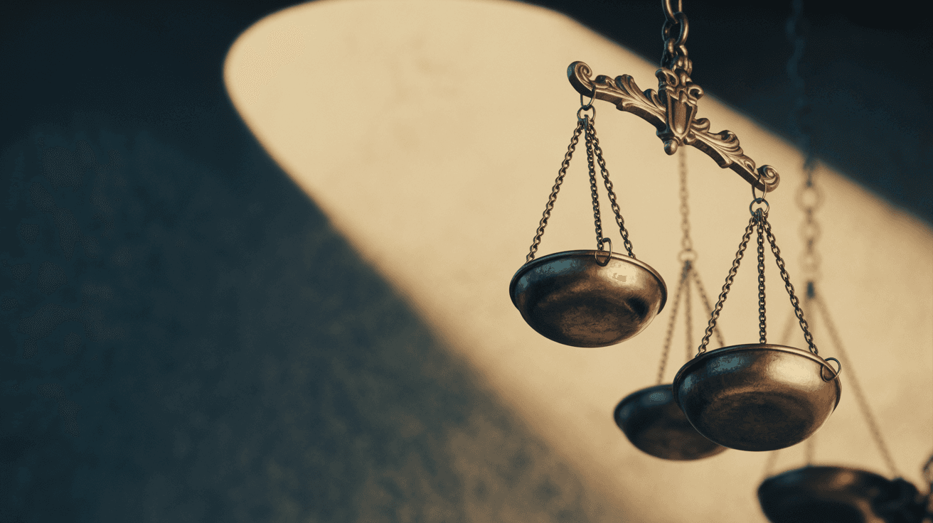Balança da justiça em equilíbrio — MCS Advogados